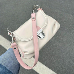 Small Pleated Crossbody Bag PU Leather Classic Shoulder Bag