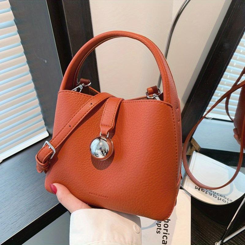 Minimalist Solid Bucket Bag Satchel Bag For Work