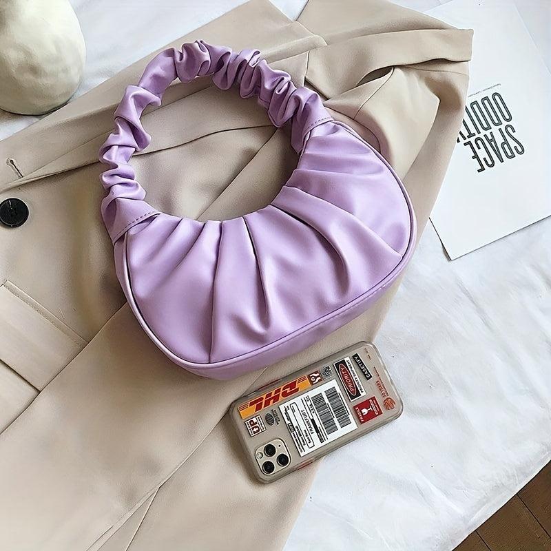 Soft Ruched Shoulder Bag in PU Leather