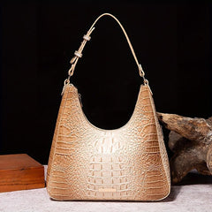 Crocodile Pattern Leather Handbag Ombre Shoulder Purse