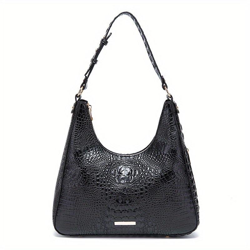 Crocodile Pattern Leather Handbag Ombre Shoulder Purse