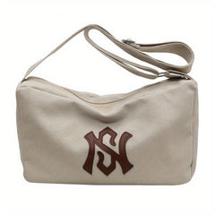 Letter Patch Crossbody Bag Large Capacity Shoulder Bag