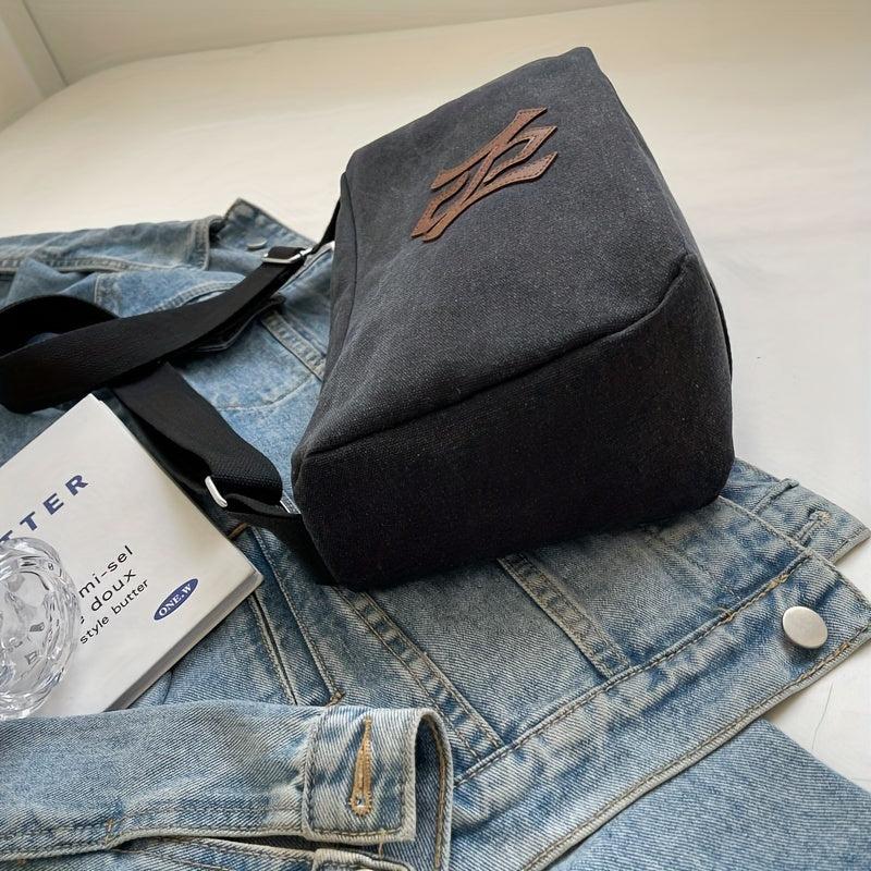 Letter Patch Crossbody Bag Large Capacity Shoulder Bag