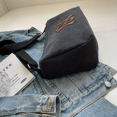 Letter Patch Crossbody Bag Large Capacity Shoulder Bag