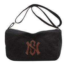 Letter Patch Crossbody Bag Large Capacity Shoulder Bag