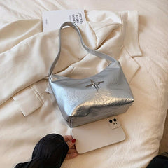 Y2K Punk Style Cross Decor Shoulder Bag PU Leather Handbag