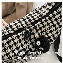 Houndstooth Crossbody Bag Lightweight Messenger Casual Shoulder Bag