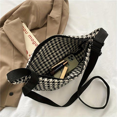 Houndstooth Crossbody Bag Lightweight Messenger Casual Shoulder Bag
