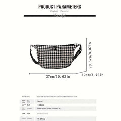 Houndstooth Crossbody Bag Lightweight Messenger Casual Shoulder Bag