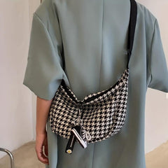 Houndstooth Crossbody Bag Lightweight Messenger Casual Shoulder Bag