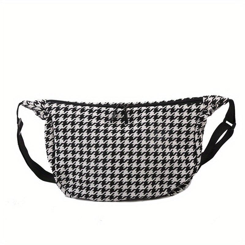 Houndstooth Crossbody Bag Lightweight Messenger Casual Shoulder Bag