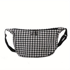 Houndstooth Crossbody Bag Lightweight Messenger Casual Shoulder Bag