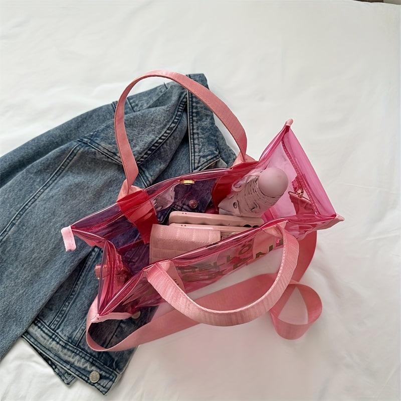 Transparent Jelly Tote Bag Large Capacity Waterproof Beach Shoulder Bag