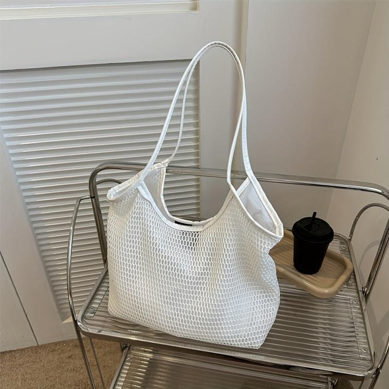 Minimalist Mesh Shoulder Bag Solid Large Capacity Handbag