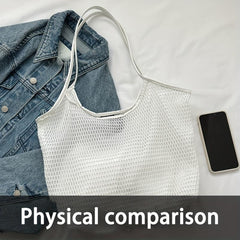 Minimalist Mesh Shoulder Bag Solid Large Capacity Handbag