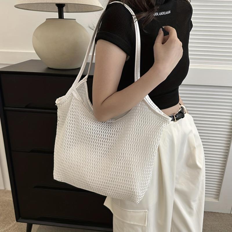 Minimalist Mesh Shoulder Bag Solid Large Capacity Handbag