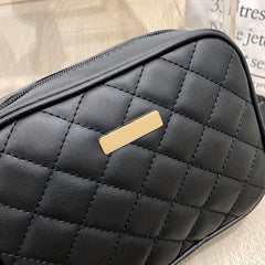 Quilted Square Crossbody Bag Wide Strap Purse Shoulder Bag