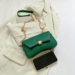 Stylish Chain Crossbody Bag Lychee Pattern Solid Shoulder Bag