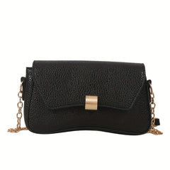 Stylish Chain Crossbody Bag Lychee Pattern Solid Shoulder Bag
