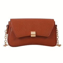 Stylish Chain Crossbody Bag Lychee Pattern Solid Shoulder Bag