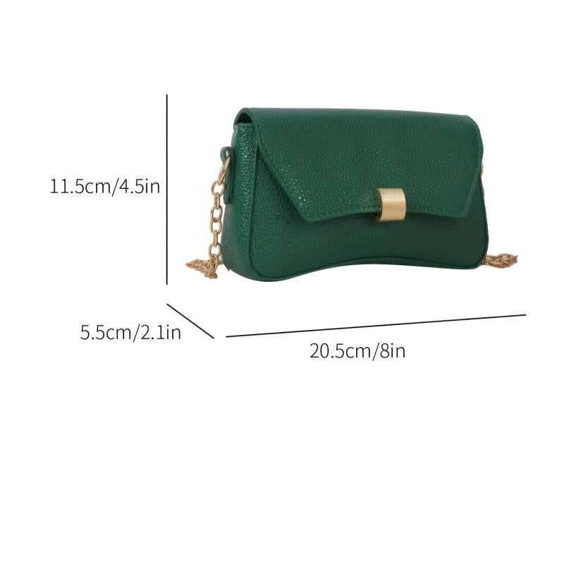 Stylish Chain Crossbody Bag Lychee Pattern Solid Shoulder Bag