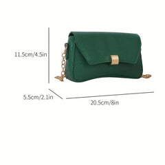 Stylish Chain Crossbody Bag Lychee Pattern Solid Shoulder Bag