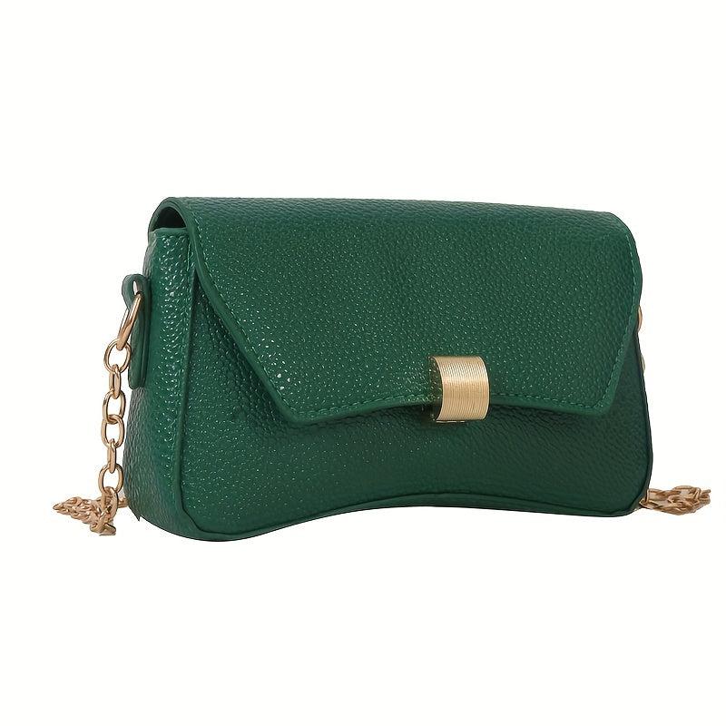 Stylish Chain Crossbody Bag Lychee Pattern Solid Shoulder Bag