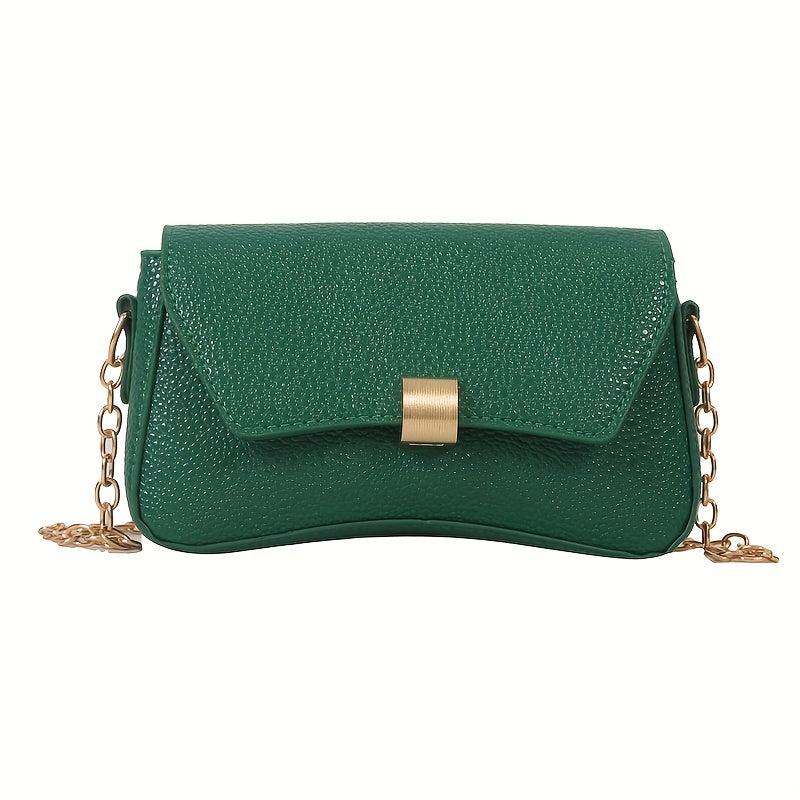 Stylish Chain Crossbody Bag Lychee Pattern Solid Shoulder Bag