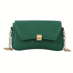 Stylish Chain Crossbody Bag Lychee Pattern Solid Shoulder Bag