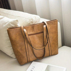 Vintage Large Tote Bag Retro PU Leather Shoulder Bag Women's Handbag