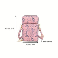 Tower Pattern Crossbody Bag Zipper Phone Bag Lightweight Purse