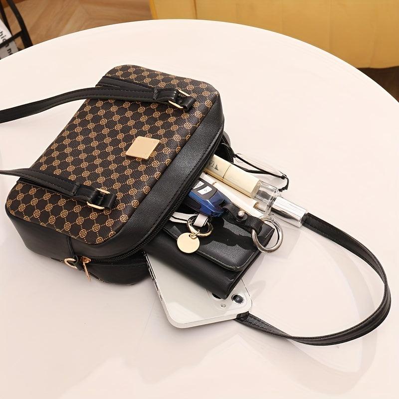 Vintage Geometric Pattern Shoulder Bag for Work