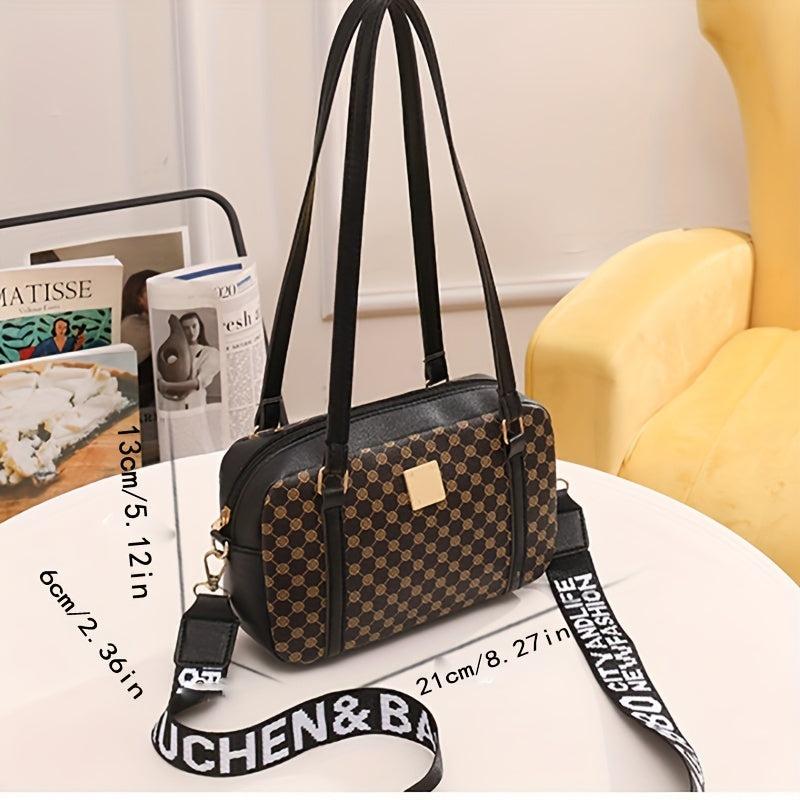 Vintage Geometric Pattern Shoulder Bag for Work