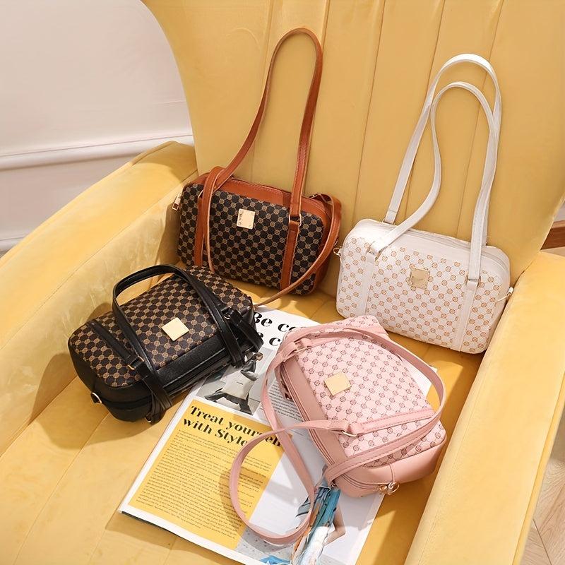 Vintage Geometric Pattern Shoulder Bag for Work