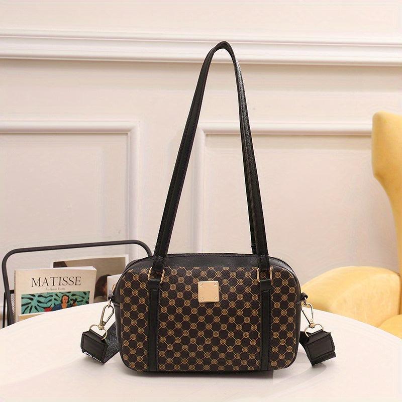 Vintage Geometric Pattern Shoulder Bag for Work