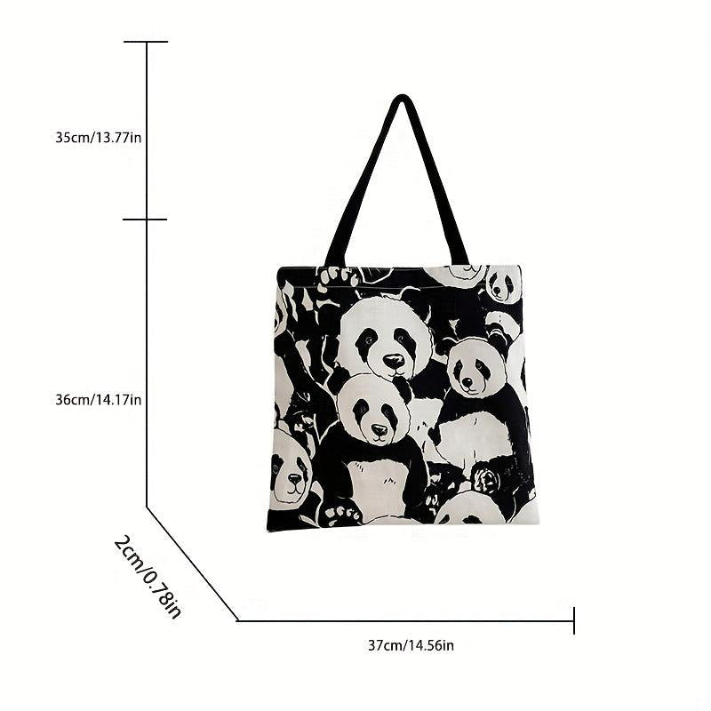 Panda Print Tote Bag Cartoon Canvas Shoulder Bag