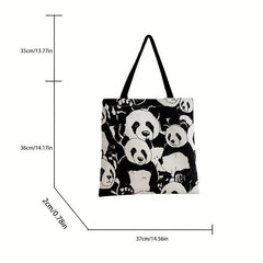 Panda Print Tote Bag Cartoon Canvas Shoulder Bag