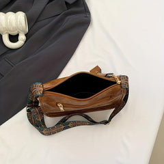 Vintage Square Bag Retro Pattern Wide Strap Women