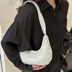 Canvas Crescent Bag With Zipper Shoulder & Handbag