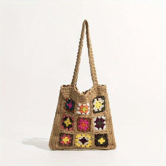 Boho Style Crochet Shoulder Bag Hollow Out Woven Beach Bag