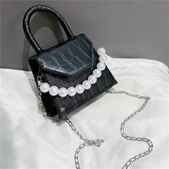 Mini Stone Pattern Shoulder Bag with Chain