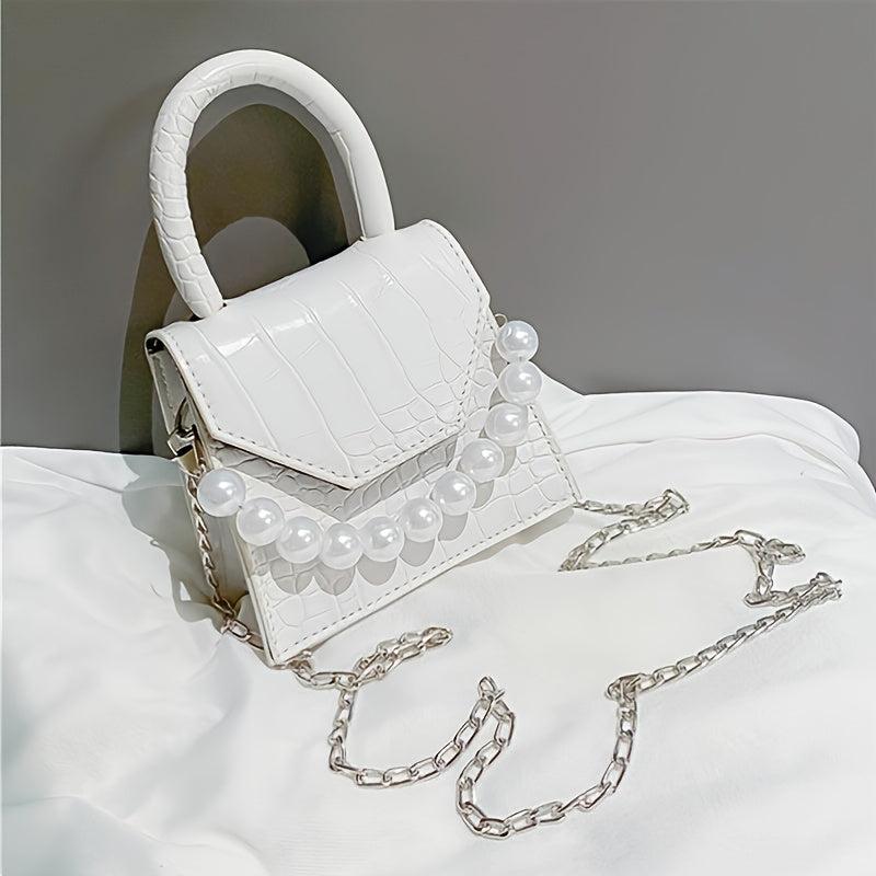 Mini Stone Pattern Shoulder Bag with Chain