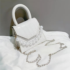 Mini Stone Pattern Shoulder Bag with Chain