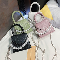 Mini Stone Pattern Shoulder Bag with Chain