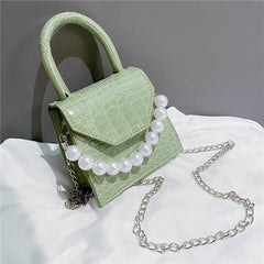 Mini Stone Pattern Shoulder Bag with Chain