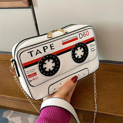 Audio Tape Shaped Zipper Shoulder Bag Crossbody Bag