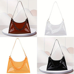 Transparent Underarm Bag Chain Zipper Waterproof Music Shoulder Purse