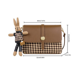 Vintage Houndstooth Crossbody Bag Classic Shoulder Handbag