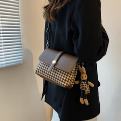 Vintage Houndstooth Crossbody Bag Classic Shoulder Handbag