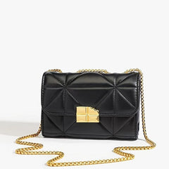 Small Quilted Chain Crossbody Bag Faux Leather Square Purse